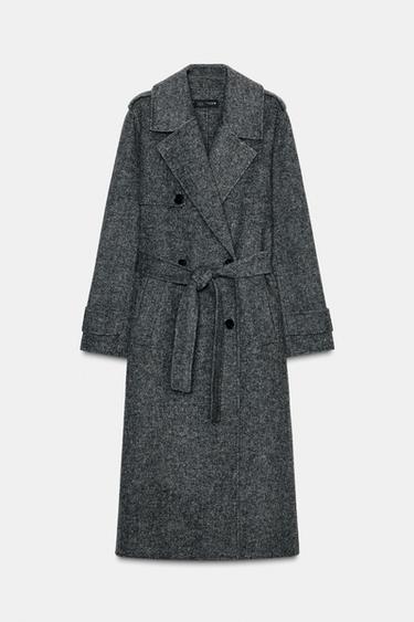 WOOL COAT WITH BELT - Grey by Zara
