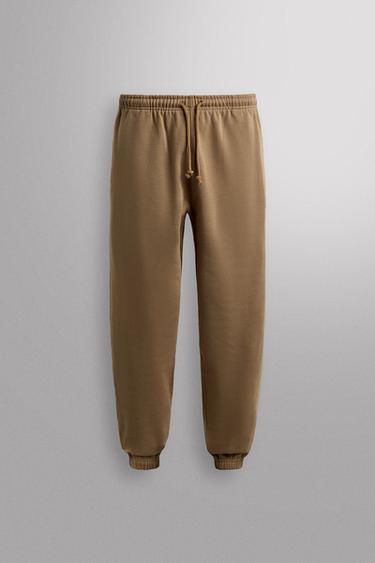 REGULAR FIT JOGGERS - camel by Zara