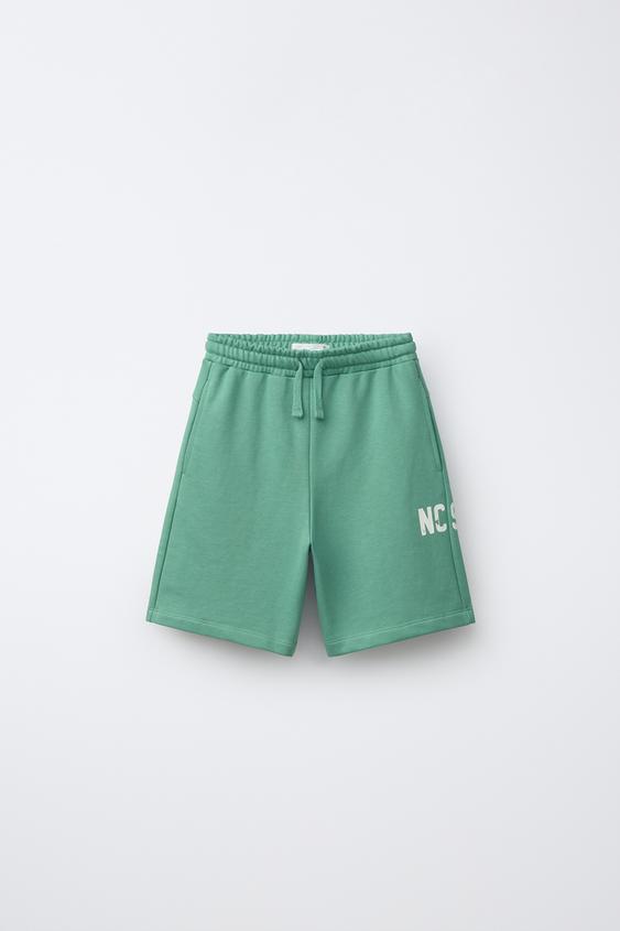 PRINTED JOGGING BERMUDA SHORTS - Green by Zara - Image 0