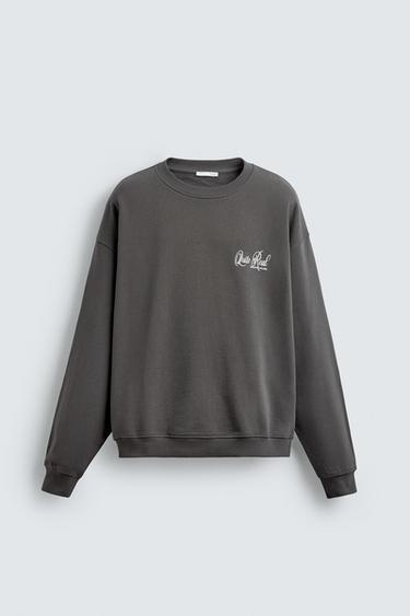 PRINTED CREW NECK SWEATSHIRT - Anthracite grey by Zara