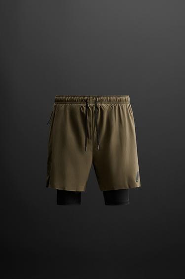 2-IN-1 TRAINING SHORTS - Dark khaki by Zara