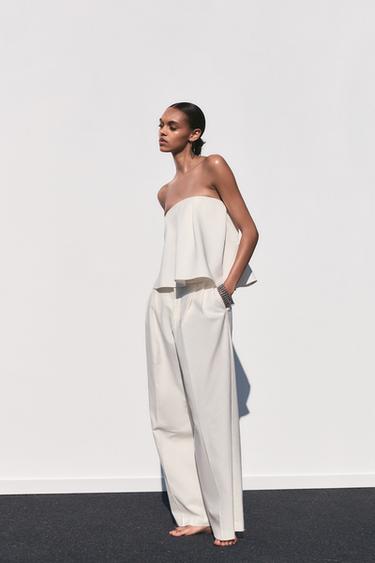 PLEATED STRAPLESS TOP - Ecru by Zara - Image 0