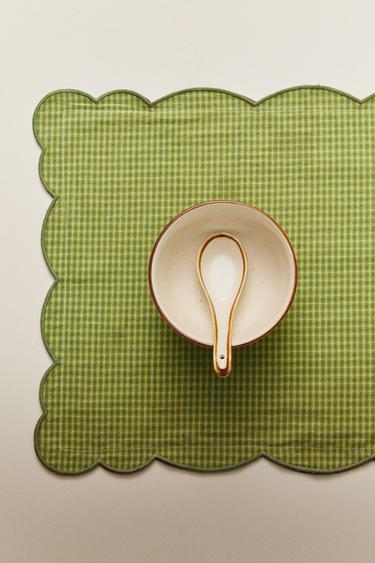 REVERSIBLE GINGHAM PLACEMAT - Green by Zara