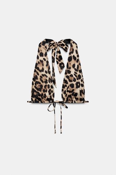 ANIMAL PRINT TRIANGLE BIKINI TOP - Leopard by Zara