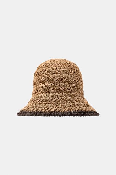 CONTRAST BRAIDED HAT - Light beige by Zara