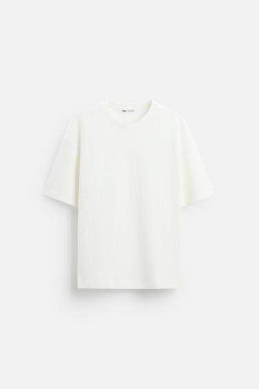 TEXTURED RELAXED FIT T-SHIRT - Oyster-white by Zara