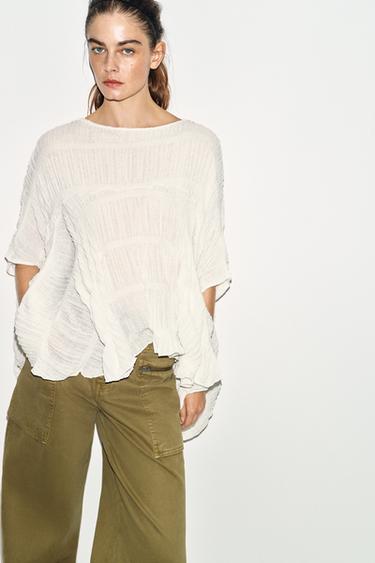 TEXTURED CAPE TOP - White by Zara