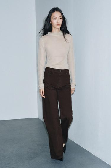 ZW COLLECTION WIDE-LEG HIGH-WAIST JEANS - Brown by Zara