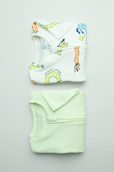 TWO-PACK OF DOG PRINT ALL-IN-ONE SLEEPSUITS - Lime by Zara