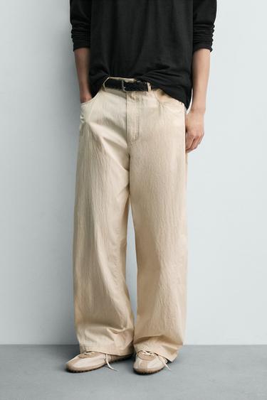 CURVED FIT TROUSERS - Ecru by Zara