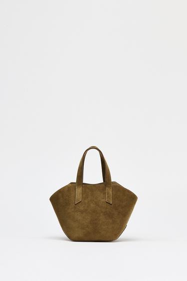 SPLIT SUEDE MINI TOTE BAG - Green by Zara
