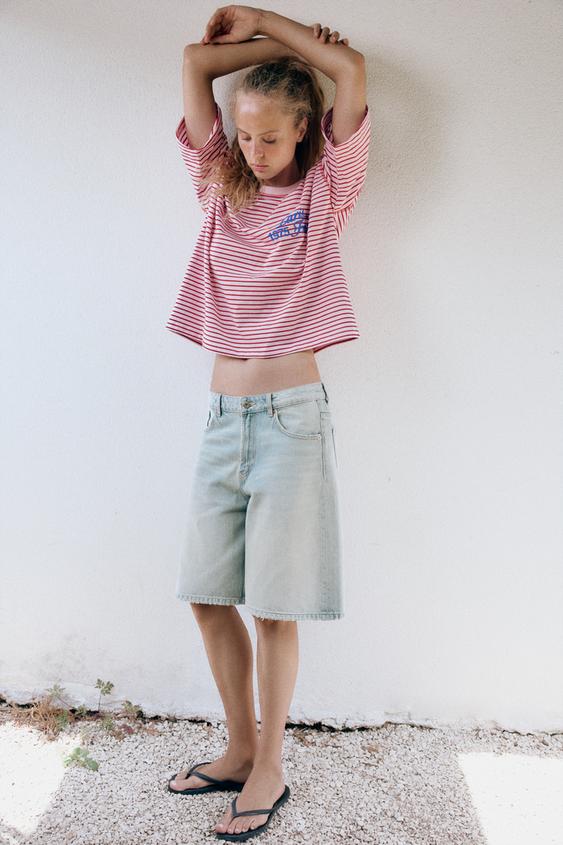 STRIPED TEXT OVERSIZE T-SHIRT - Pink by Zara - Image 0