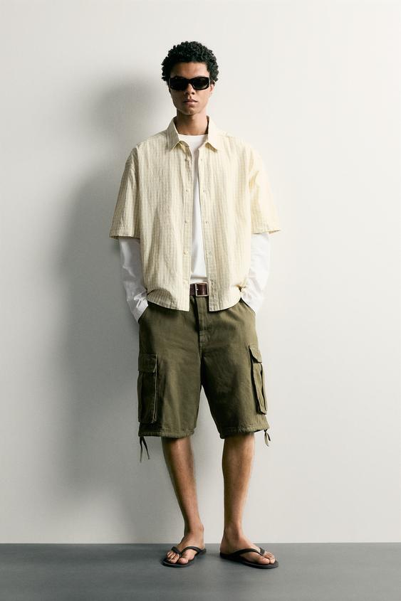 RELAXED FIT CARGO BERMUDA SHORTS - Green by Zara - Image 0