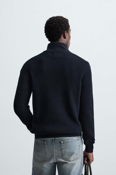 PURL KNIT SWEATER WITH ZIP - Navy blue by Zara