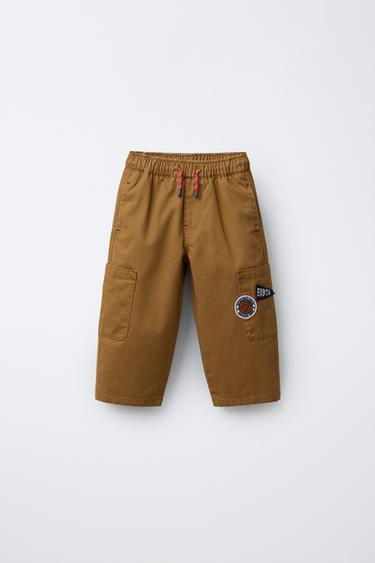 CARGO TROUSERS WITH PATCHES - Toffee by Zara