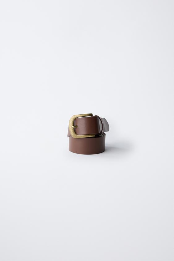 LEATHER EFFECT BELT - Brown by Zara - Image 0