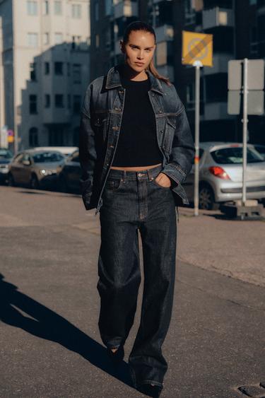 PLAIN KNIT CROP JUMPER - Navy blue by Zara