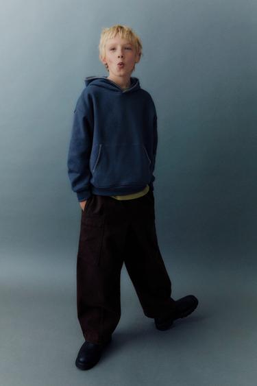 TOPSTITCHED HOODIE - Blue / Indigo by Zara