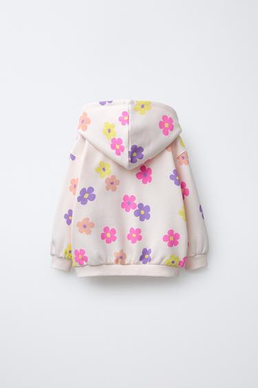 ZIP-UP PRINTED SWEATSHIRT - Mauve by Zara