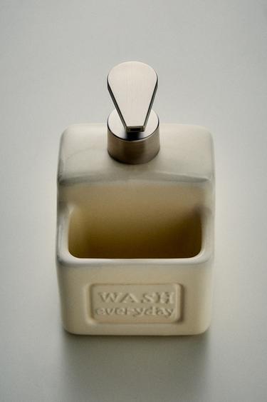 WASHING-UP LIQUID DISPENSER WITH CONTAINER - Cream by Zara