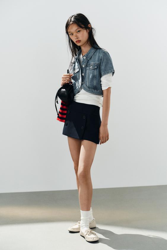 BUTTON SKORT - Navy blue by Zara - Image 0