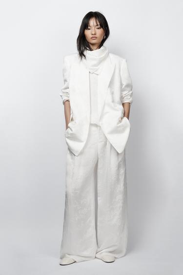 ZW COLLECTION LIMITED EDITION JACQUARD TROUSERS - White by Zara
