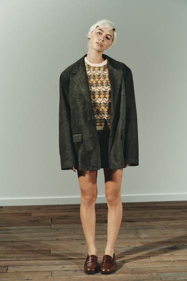 FAUX SUEDE BLAZER - Moss green by Zara