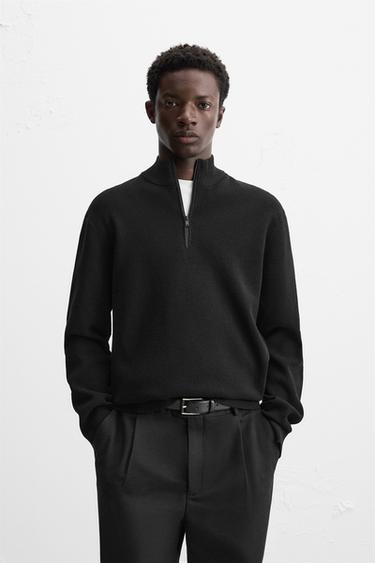 QUARTER-ZIP SWEATER - Black by Zara