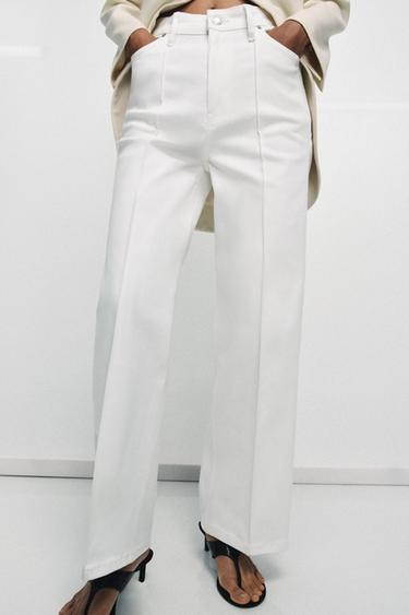 ZW COLLECTION WIDE-LEG HIGH-WAIST JEANS - Oyster-white by Zara