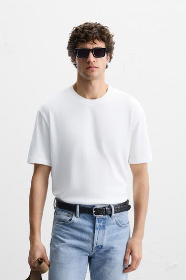 REGULAR FIT KNIT T-SHIRT - White by Zara