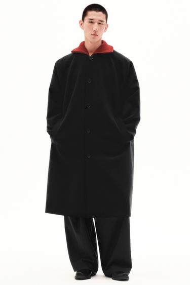 OVERSIZE WOOL BLEND TRENCH COAT - Black by Zara