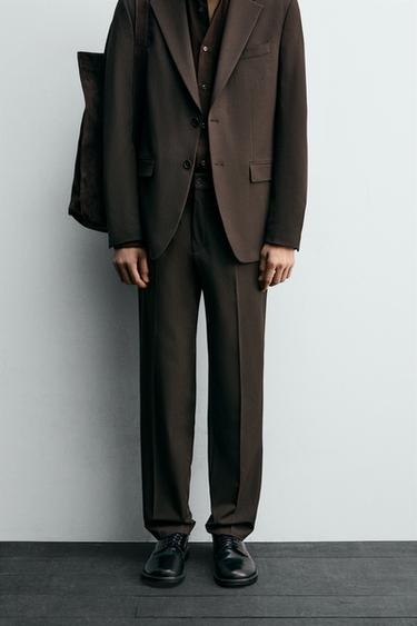 COMFORT SUIT TROUSERS - Brown by Zara
