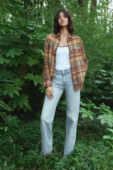 MID-RISE WIDE-LEG TRF JEANS - Light blue by Zara