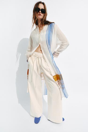 ZW COLLECTION POPLIN TROUSERS - Ecru by Zara