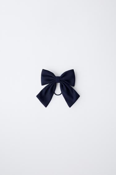 PIQUÉ BOW SCRUNCHIE - Navy blue by Zara - Image 0
