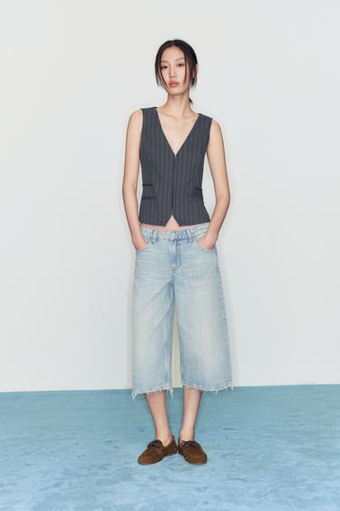 PINSTRIPE WAISTCOAT TOP - Blue / Grey by Zara - Image 0