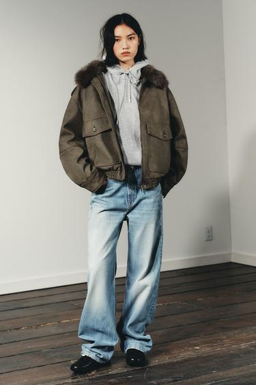 TRF WIDE-LEG LOW-RISE JEANS - Blue / Grey by Zara