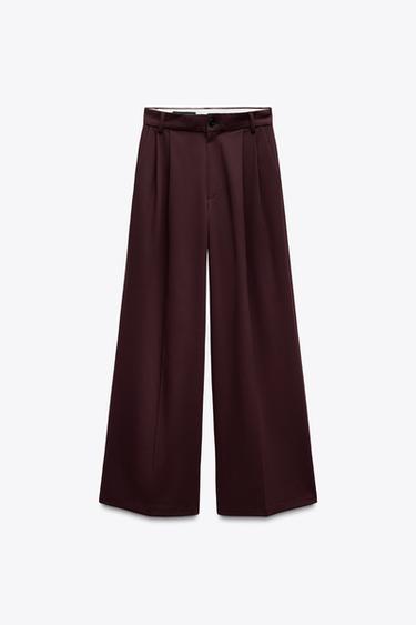 DOUBLE PLEAT TROUSERS - Burgundy by Zara