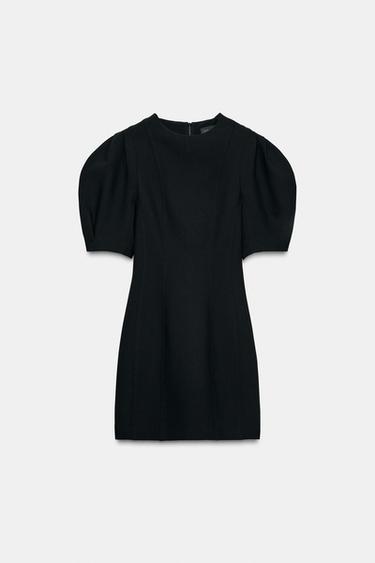 SHORT DRESS WITH GLOBE SLEEVES - Black by Zara