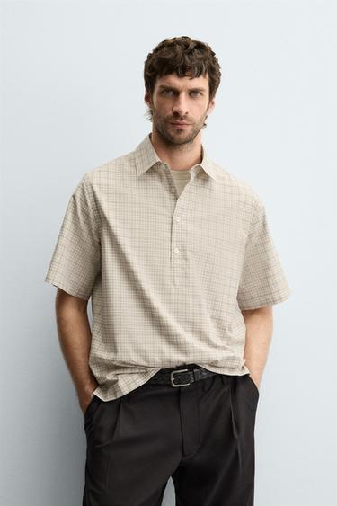 CHECK POLO SHIRT - Beige by Zara