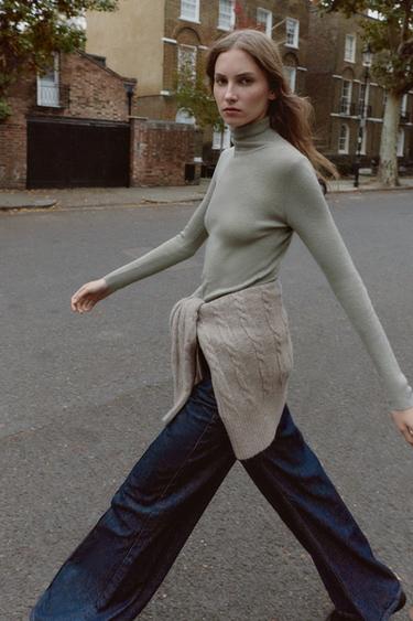 WOOL HIGH NECK JUMPER - Grey by Zara