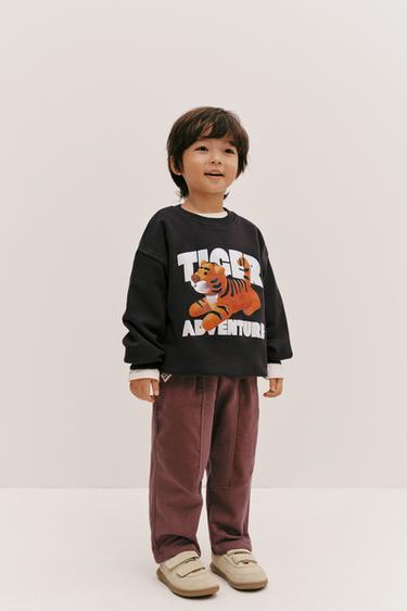 TIGER AND FLOCK TEXT PRINT SWEATSHIRT - Anthracite grey by Zara