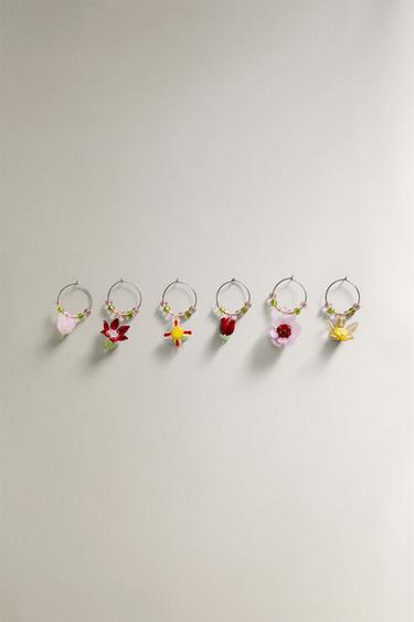 SET OF FLORAL GLASS CHARMS (SET OF 6) - Yellow by Zara - Image 0