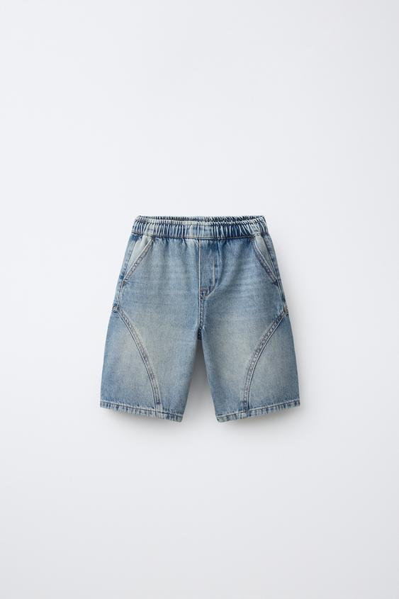 BARREL-FIT DENIM BERMUDA SHORTS - Blue by Zara - Image 0