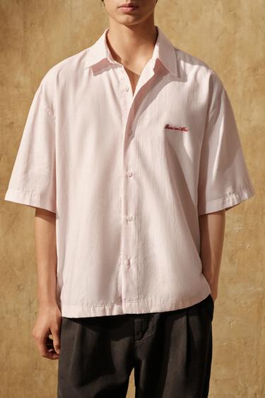 CONTRAST EMBROIDERY SHIRT - Pink by Zara