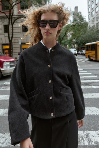 SOFT BOMBER JACKET WITH ELASTIC HEM - Grey by Zara