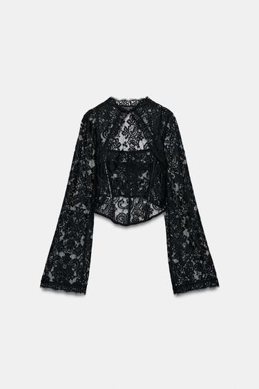 LACE CORSET TOP - Black by Zara