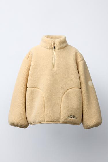 FAUX SHEARLING ZIP-UP SWEATSHIRT - Yellow by Zara