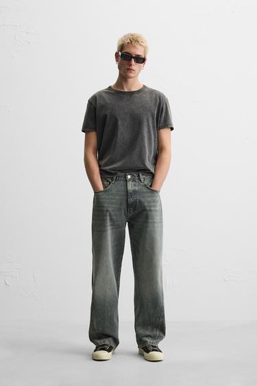 BAGGY JEANS WITH SEAM DETAIL - Blue / Green by Zara - Image 0