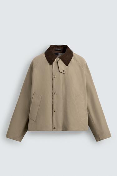 CONTRAST COLLAR TECHNICAL JACKET - Beige by Zara